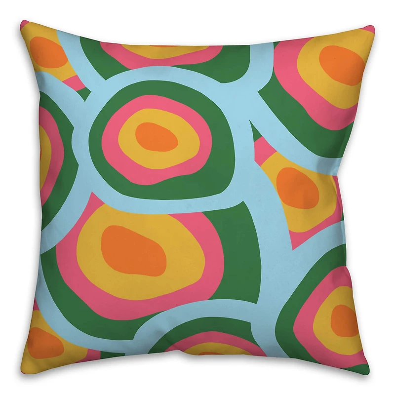 18" Abstract Retro Circles Spun Poly Pillow