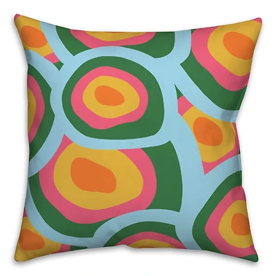 18" Abstract Retro Circles Spun Poly Pillow