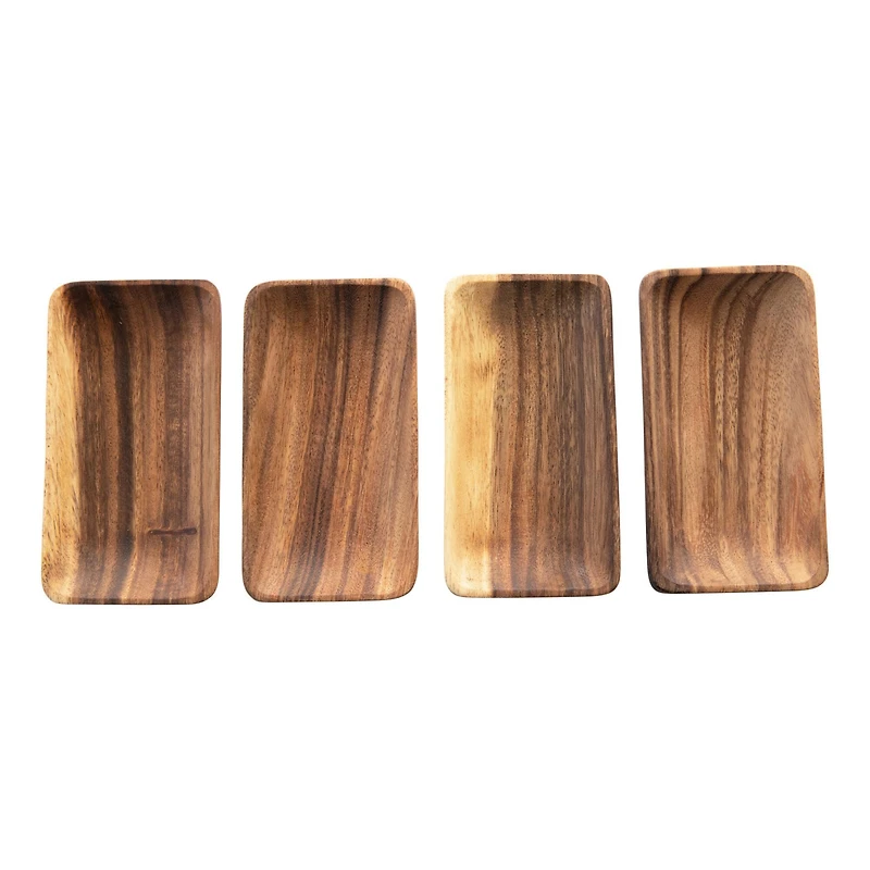 Hello Honey® Acacia Wood Trays with Seagrass Tie, 4ct.