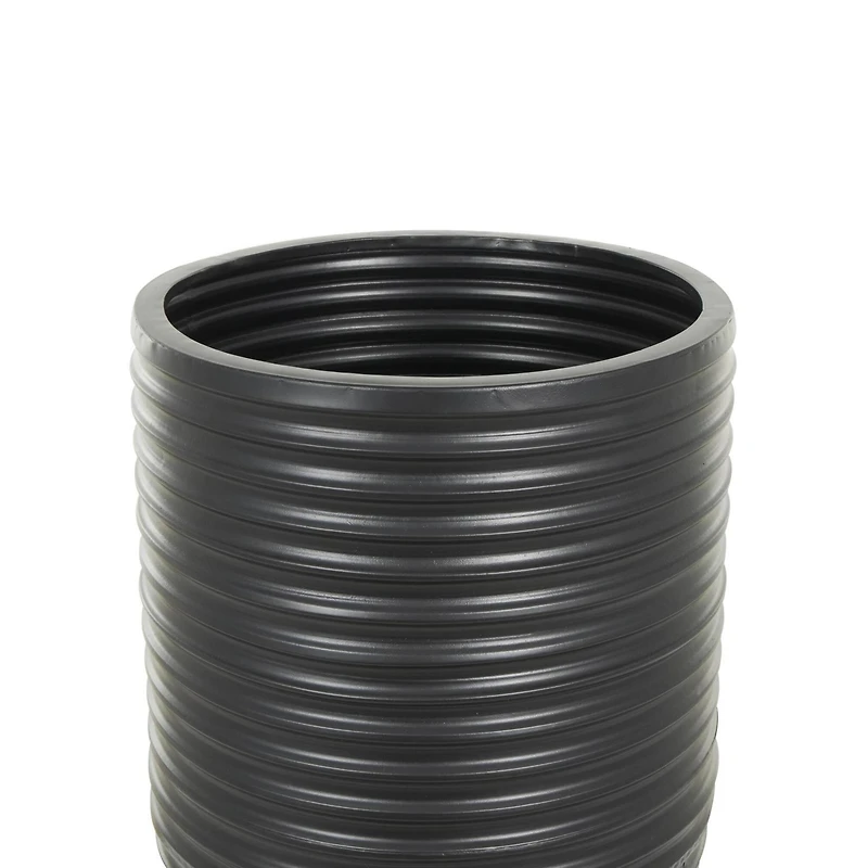 Black Ribbed Floor Metal Vase Set with Horizontal Grooves
