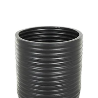 Black Ribbed Floor Metal Vase Set with Horizontal Grooves