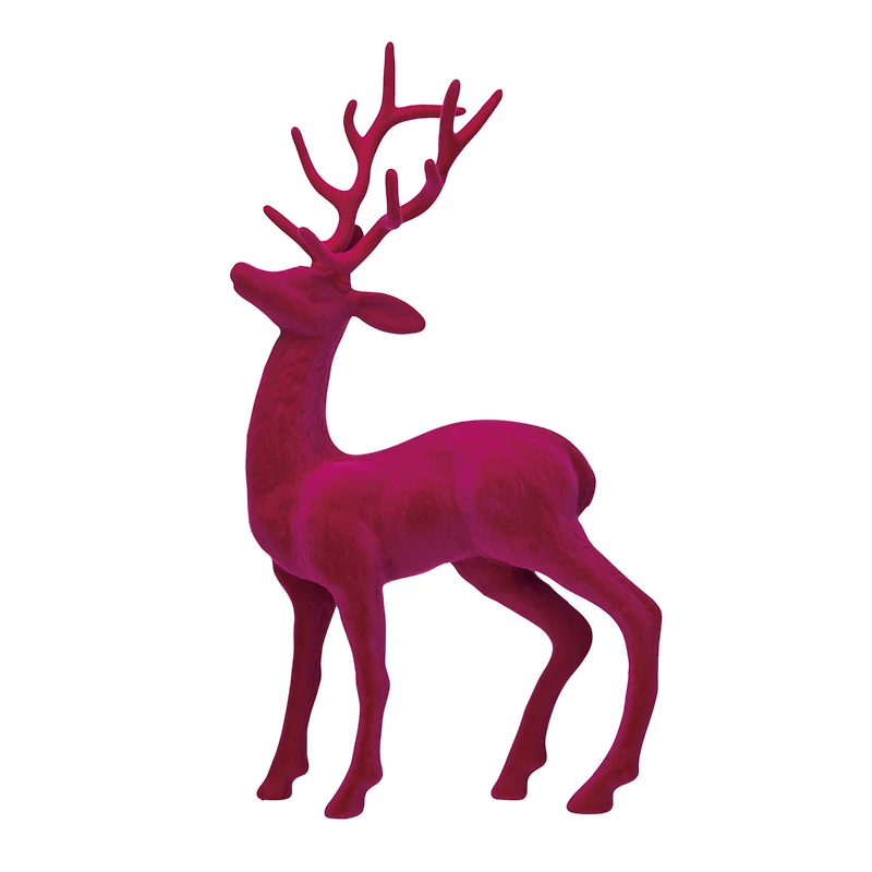 Hello Honey® 13" Pink Flocked Plastic Standing Reindeer Décor