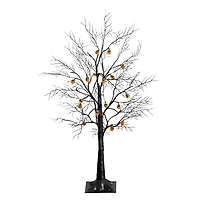 3ft. Pre-Lit Artificial Halloween Black Twig Tree with 18 Orange LED Pumpkin Shaped Lights
