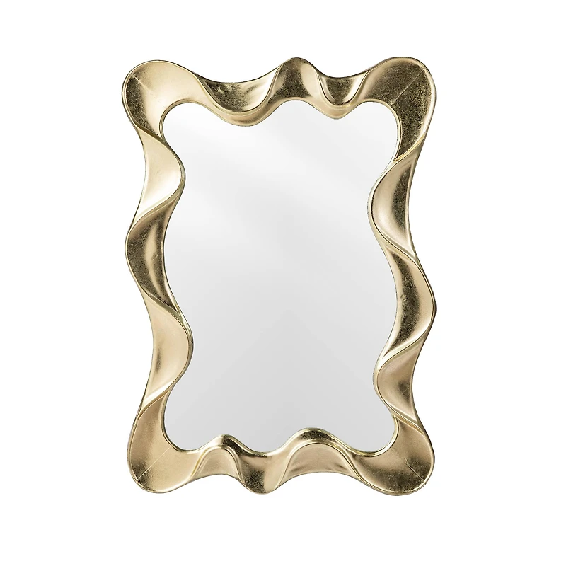 Glitzhome® 34.25" Modern Gold Foil Metal Frame Wavy Wall Mirror