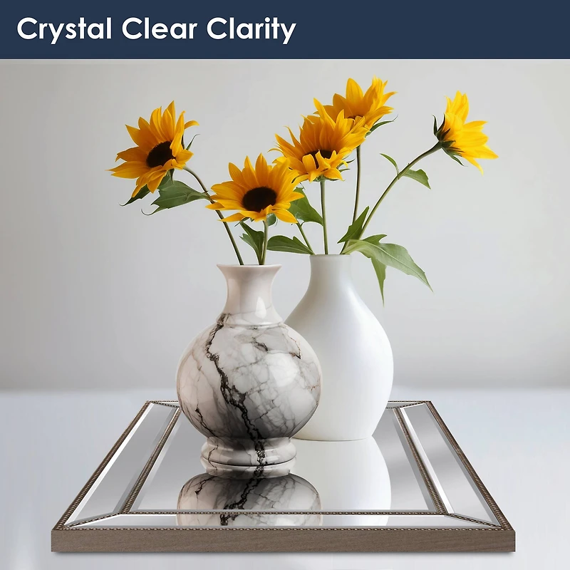 Head West Beaded Champagne Silver Framed Wall Vanity Mirror