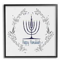 Stupell Industries Happy Hanukkah Botanical Wreath Framed Giclee Art