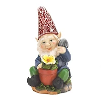 7" Gardening Gnome Solar Statue