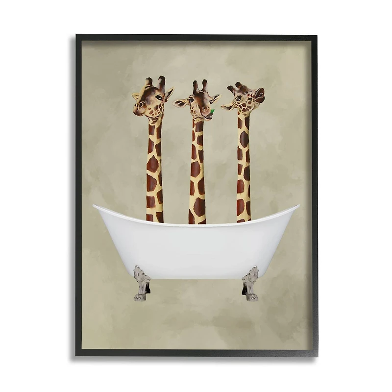 Stupell Industries Three Giraffes In A Bathtub Framed Wall Art