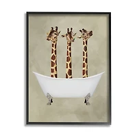 Stupell Industries Three Giraffes In A Bathtub Framed Wall Art