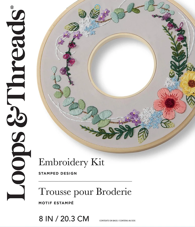 8" Floral Ring Embroidery Kit by Loops & Threads®