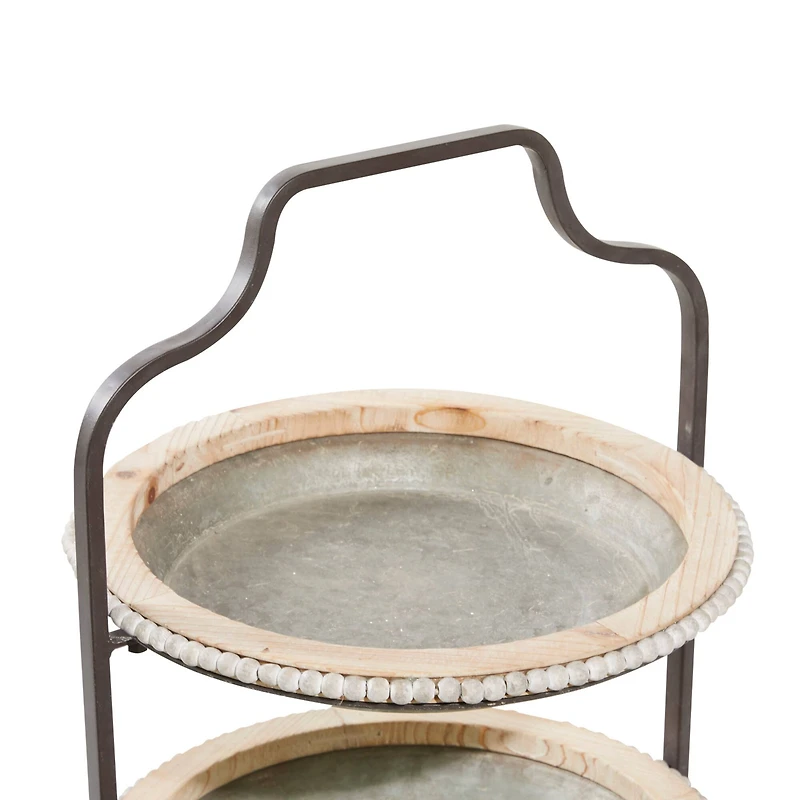 Gray Metal Farmhouse Tiered Server, 29" x 16" x 15"