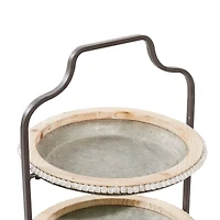 Gray Metal Farmhouse Tiered Server, 29" x 16" x 15"