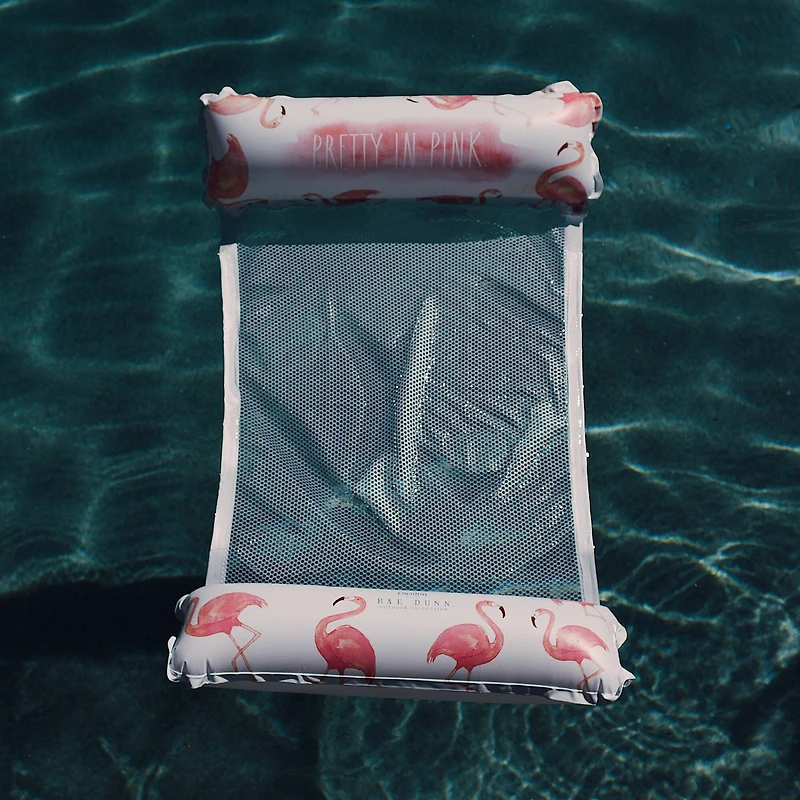 Rae Dunn 4.5ft. Pretty in Pink Flamingo Pattern Hammock Pool Lounger