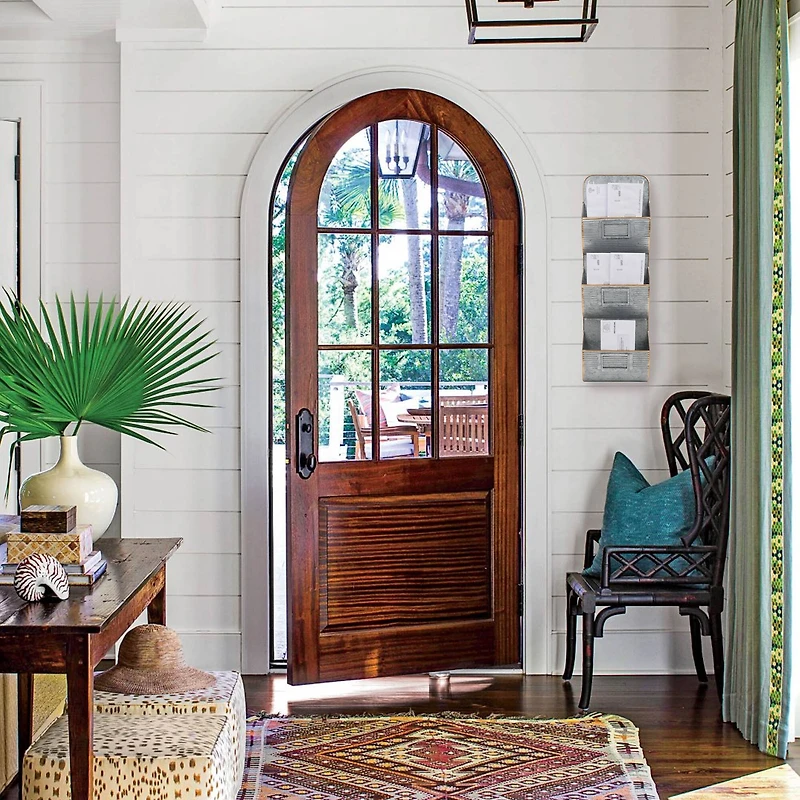 Mind Reader 3-Tier Silver Farmhouse Hanging Wall File Organizer