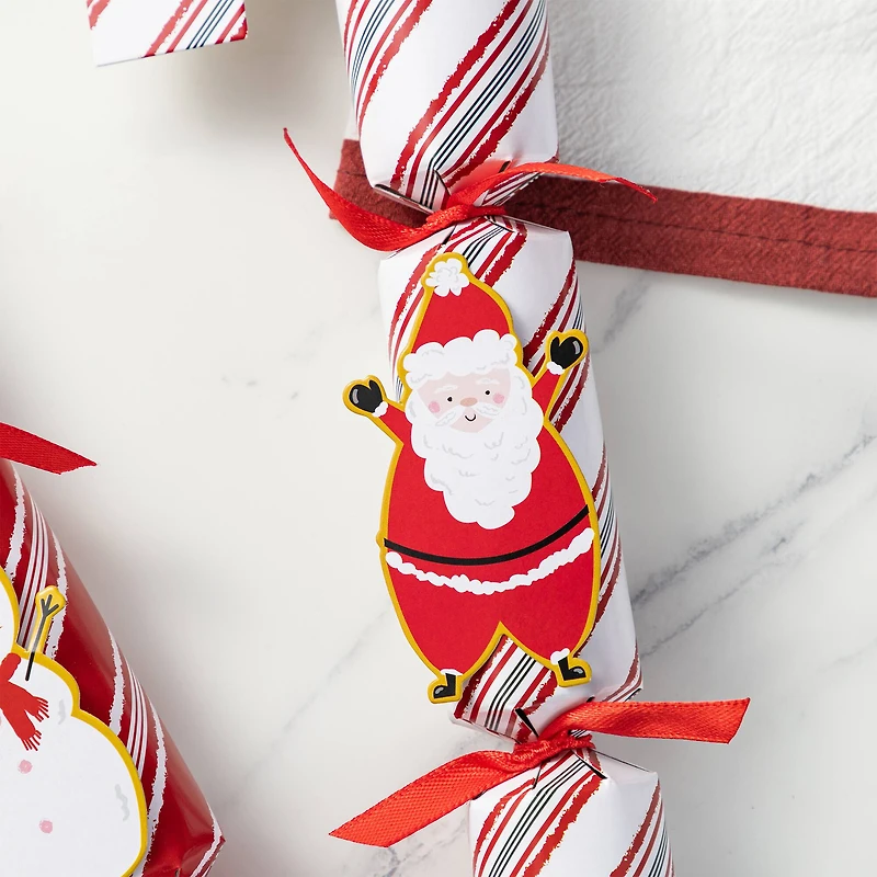 Glitzhome® 12PK 1.25"D x 10"H Candy Cane Christmas Party Crackers with Gift Contents