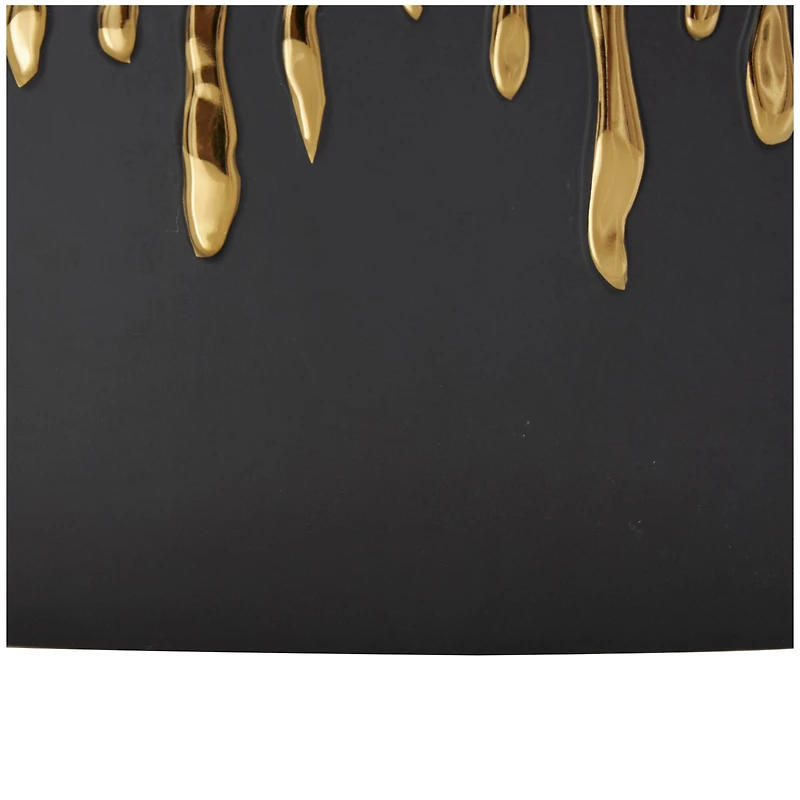 CosmoLiving by Cosmopolitan 11" Black Ceramic Vase with Abstract Gold Melting Drips