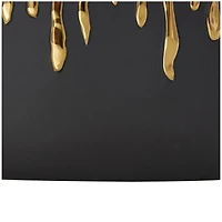 CosmoLiving by Cosmopolitan 11" Black Ceramic Vase with Abstract Gold Melting Drips