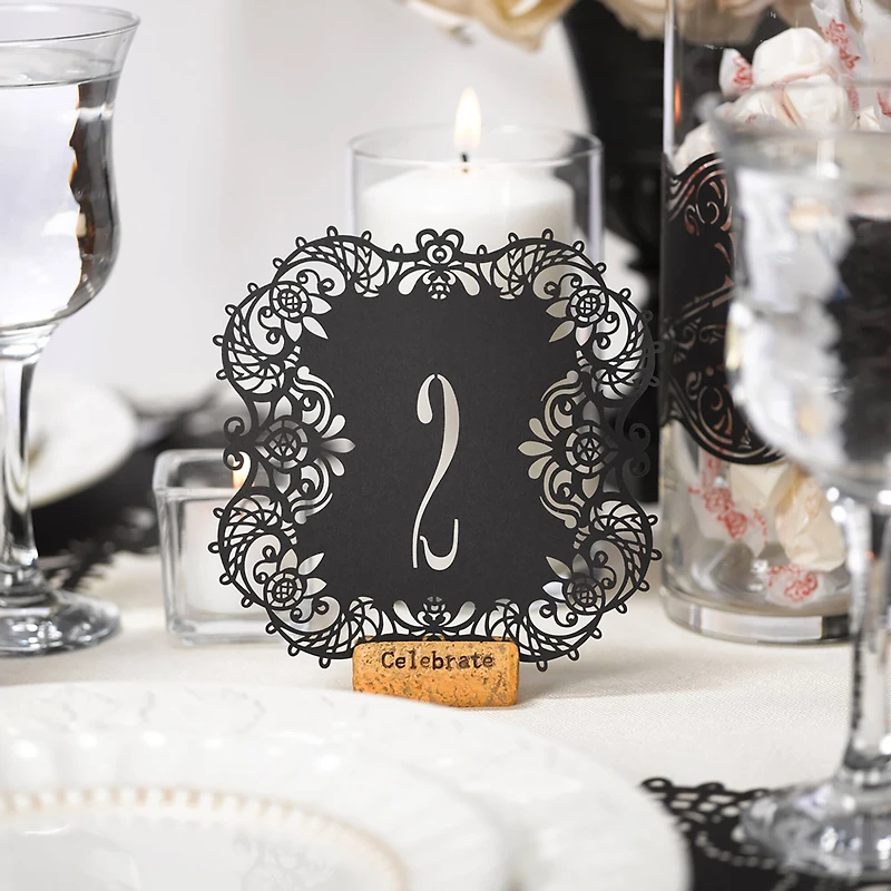 Hortense B. Hewitt Co. Numbers - Black Laser Cut Table Number Cards