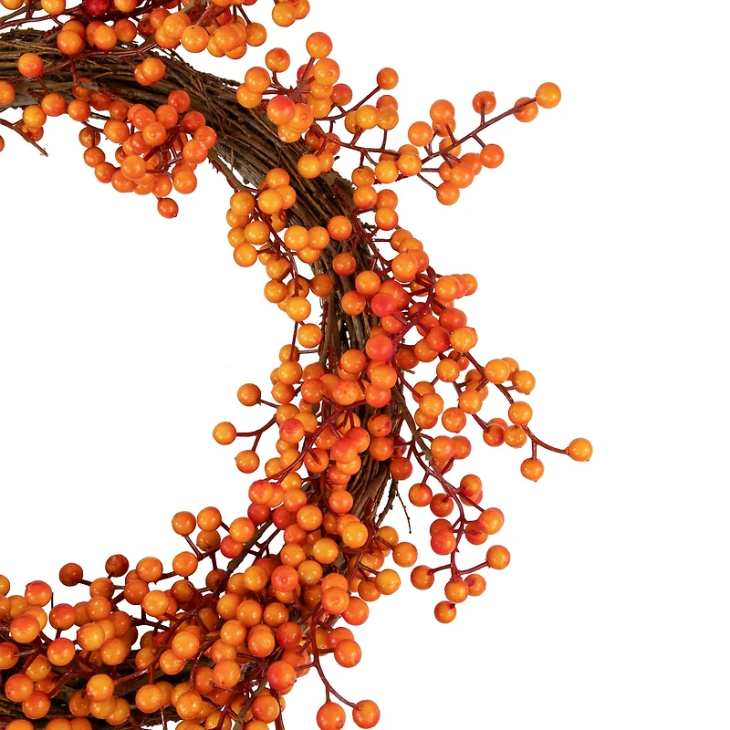 18" Red & Orange Berries Artificial Fall Harvest Twig Wreath
