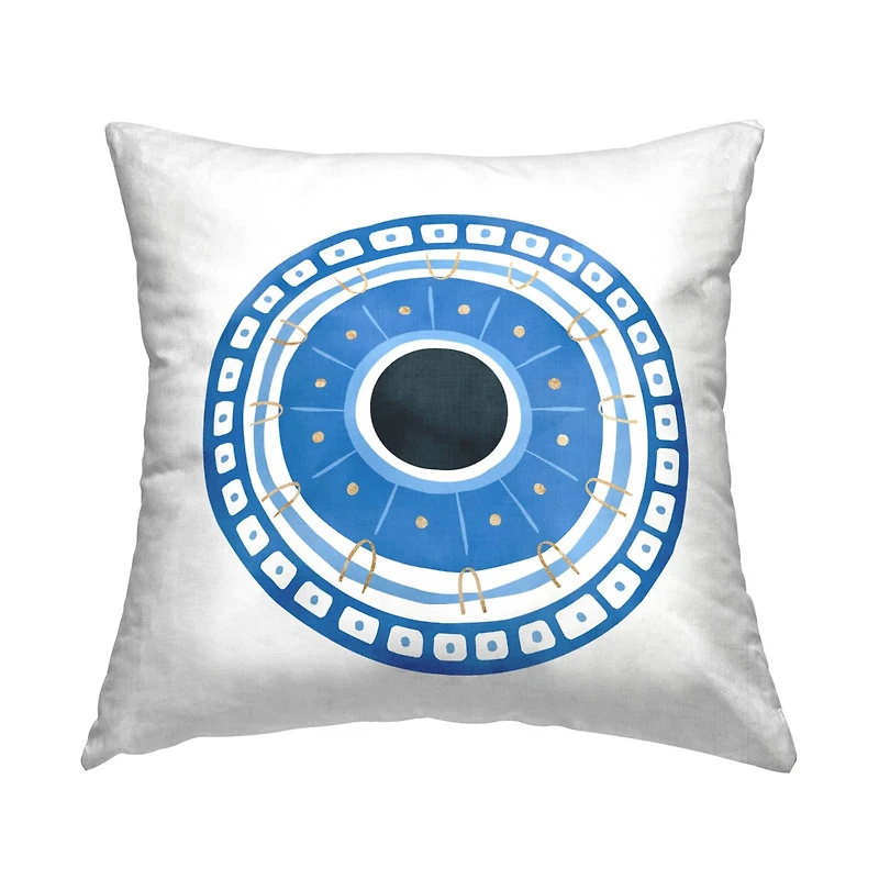 Stupell Industries Blue Geometric Patterned Spiritual Symbol Evil Eye Throw Pillow, 18" x 18"