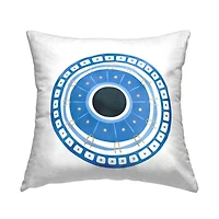 Stupell Industries Blue Geometric Patterned Spiritual Symbol Evil Eye Throw Pillow, 18" x 18"