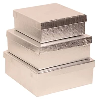 JAM Paper Silver Square Gift Box Nesting Set