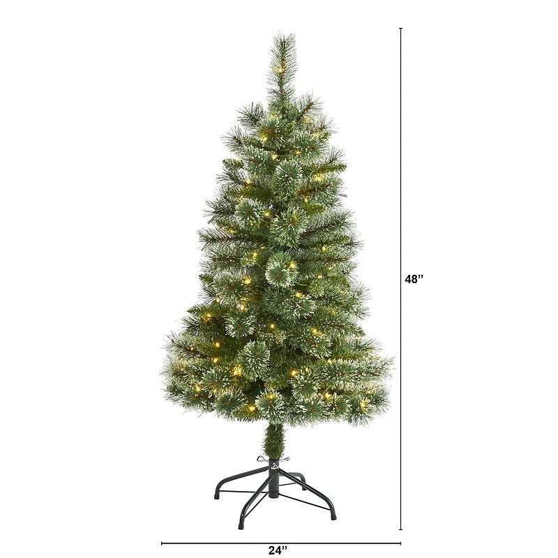 4ft. Pre-Lit Wisconsin Slim Snow Tip Pine Artificial Christmas Tree with Clear LED Lights