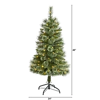 4ft. Pre-Lit Wisconsin Slim Snow Tip Pine Artificial Christmas Tree with Clear LED Lights