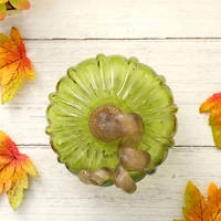 Glitzhome® Short Crackle Glass Pumpkin, Green