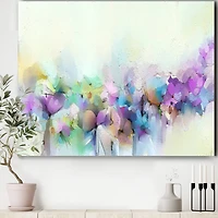 Designart - Hand Painted Yellow And Purple Spring Flowers