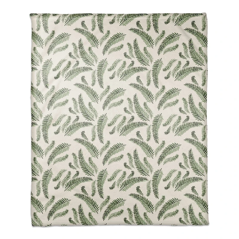 Green Fern Pattern 50" x 60" Coral Fleece Blanket