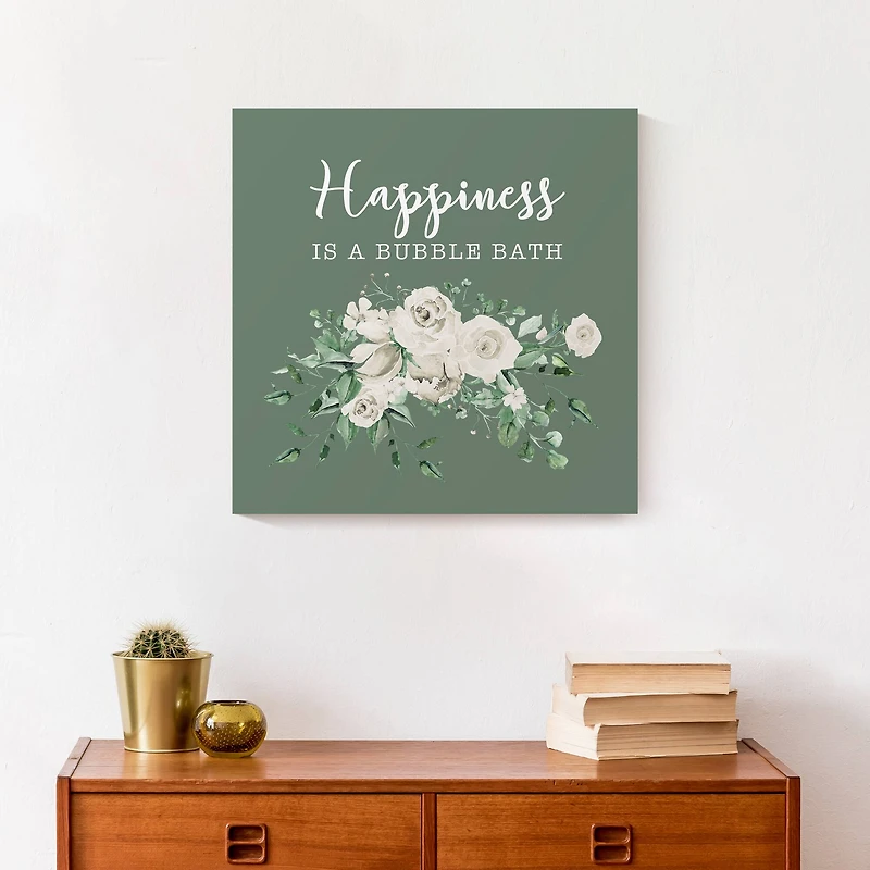 Happiness Is A Bubble Bath 16" x 16" Canvas Wall Art