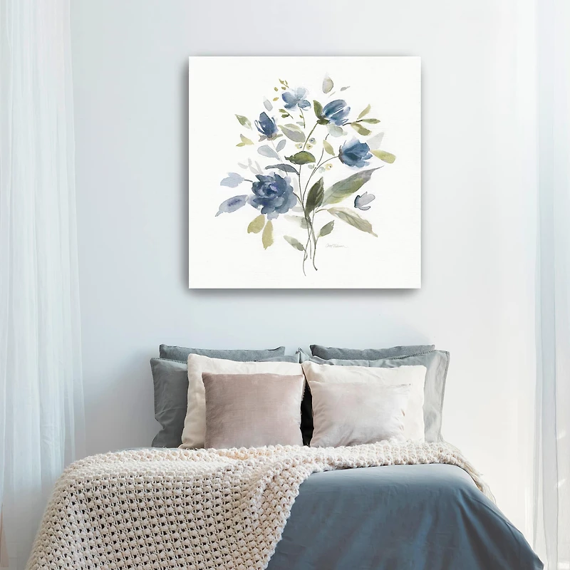 Wild Blue Blooms I Canvas Giclee