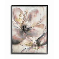Stupell Industries Glam Pink Beige Flower Petals Floral Gold Painting Framed Wall Art
