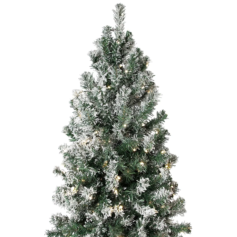9ft. Pre-Lit Flocked Pine Artificial Christmas Tree, Warm White LED Lights