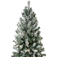 9ft. Pre-Lit Flocked Pine Artificial Christmas Tree, Warm White LED Lights