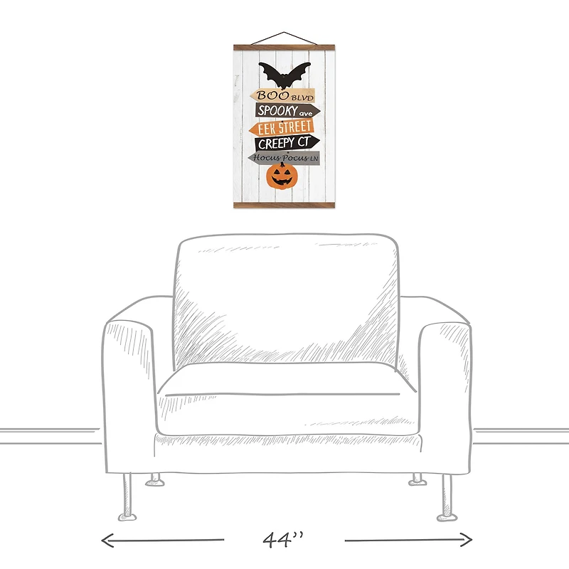 Halloween Street Names Teak Hanging Canvas