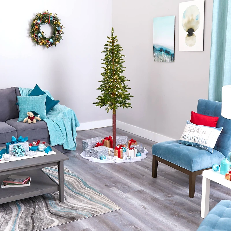 6ft. Pre-Lit Alaskan Alpine Artificial Christmas Tree, Clear LED Lights