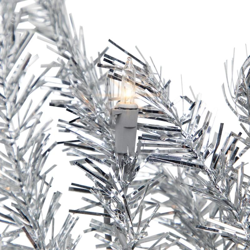 9ft. Pre-Lit Silver Tinsel Christmas Garland