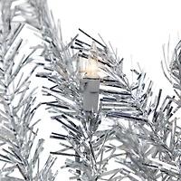 9ft. Pre-Lit Silver Tinsel Christmas Garland