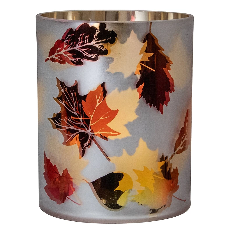 6" Matte Autumn Leaf Flameless Glass Candle Holder