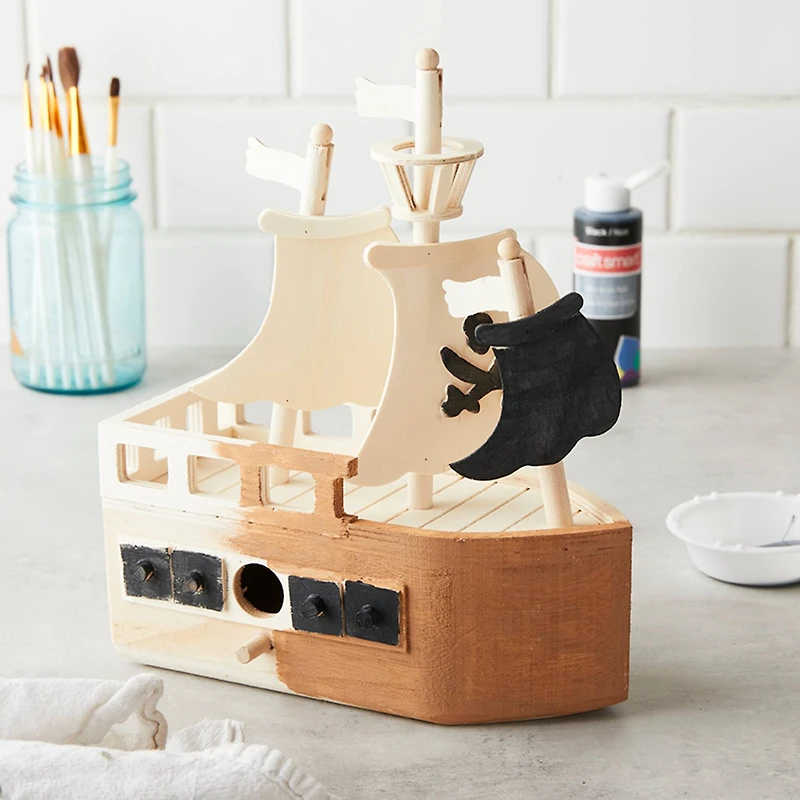 11" Pirate Ship Wooden Birdhouse by Make Market®