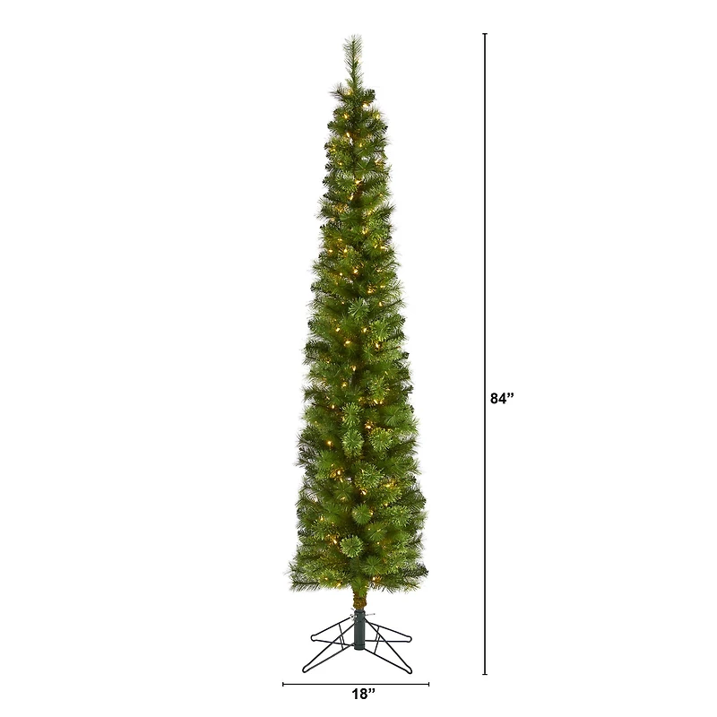 7ft. Pre-Lit Green Artificial Christmas Tree, Clear LED Lights