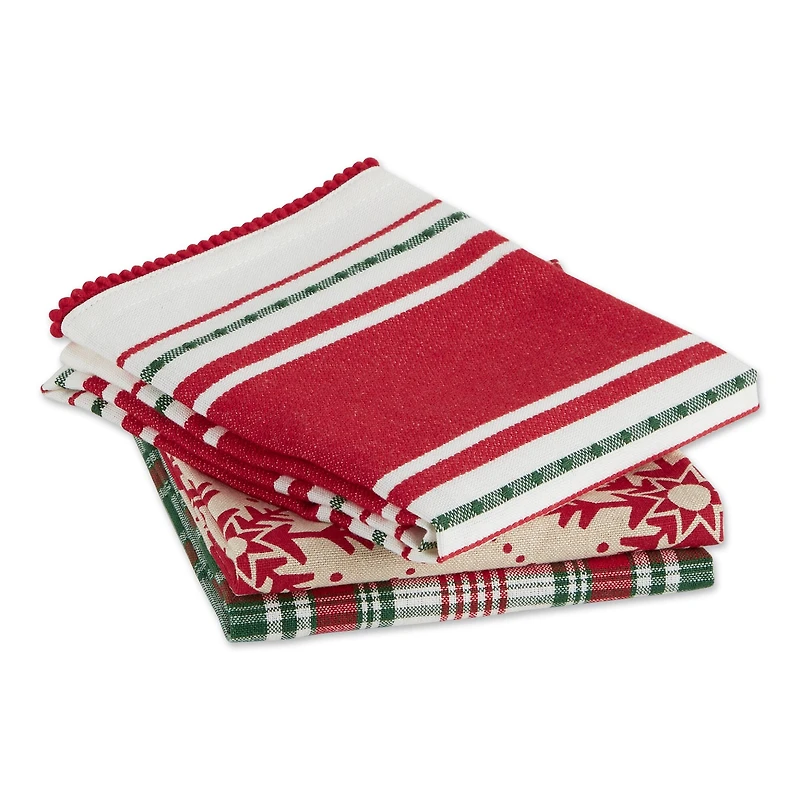 DII® Assorted Scandinavian Snowflakes Dishtowel Set