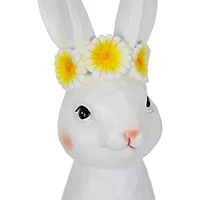 9" White Easter Bunny Bust with Daisy Flower Crown