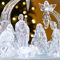 Glitzhome® 9" Christmas Lighted Acrylic Tabletop Nativity Scene Figurine