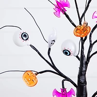 2ft. Pre-Lit Artificial Halloween Eyeballs, Ghosts, Bats & Pumpkins 24 LED Lighted Ornament Tree