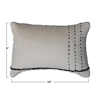 Hello Honey® Cream & Gray Embroidery Cotton Lumbar Pillow