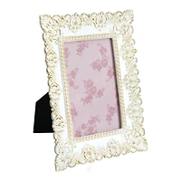 Just Jane 4" x 6" White & Gold Lace Frame by Studio Décor®