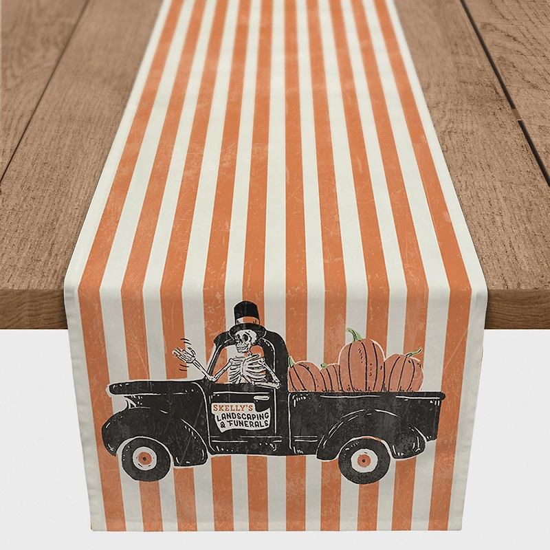 90" Skellys Landscaping Truck Poly Twill Table Runner